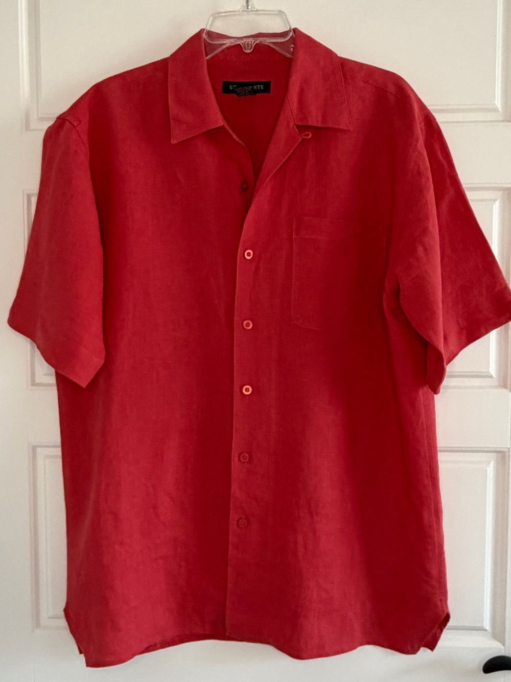 St. John's Bay Men’s Red Short-Sleeve Linen Button-Down Shirt